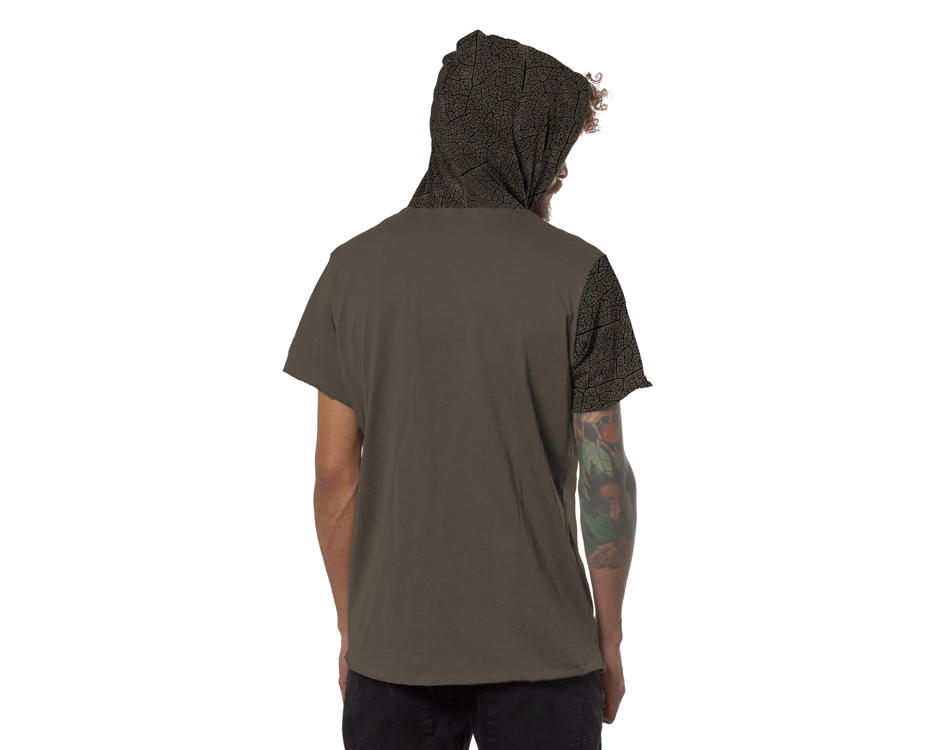 men hooded shirt in dark grey